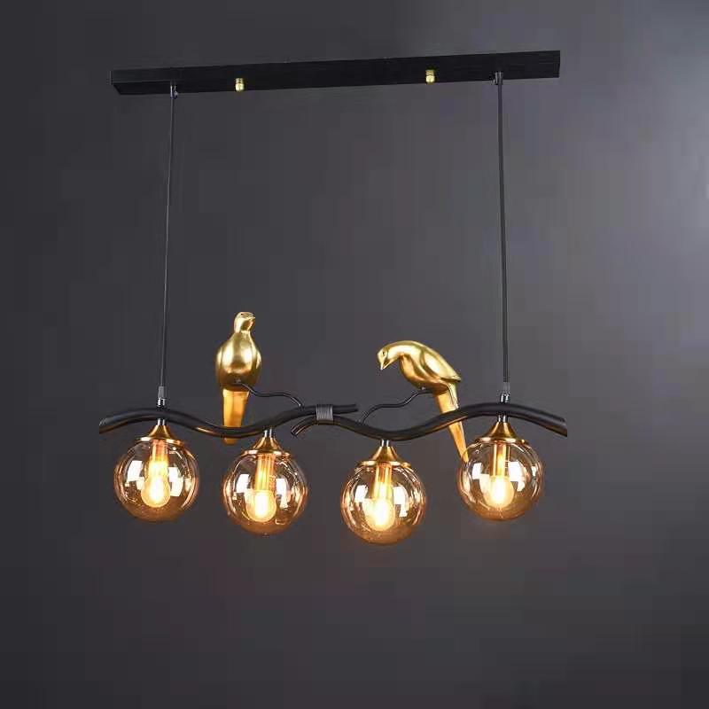 Resin Bird Glass Ball Island Chandelier