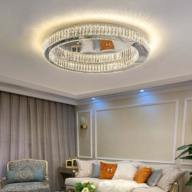 Modern Round Crystal LED Flush Mount Light — 110V-120V For US/CA