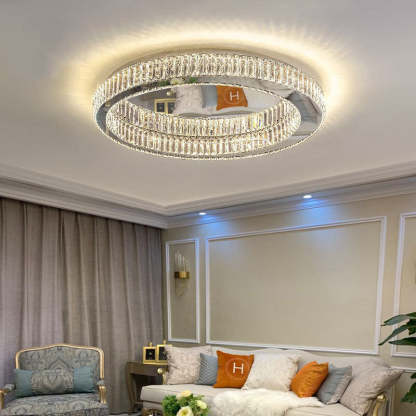 Modern Round Crystal LED Flush Mount Light — 110V-120V For US/CA