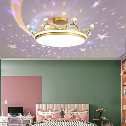 Kids Crown Iron Acrylic LED Semi-Flush Ceiling Light