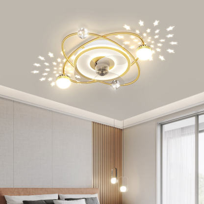 Modern Light Ring Flush Mount Ceiling Fan Light — Non-shakeable - 220V-240V For UK/AU / Black / Infinitely Dimmable