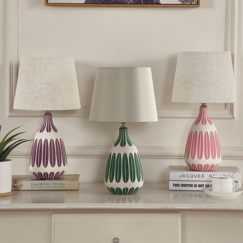 Nordic Vertical Pattern Ceramic Fabric Lamp