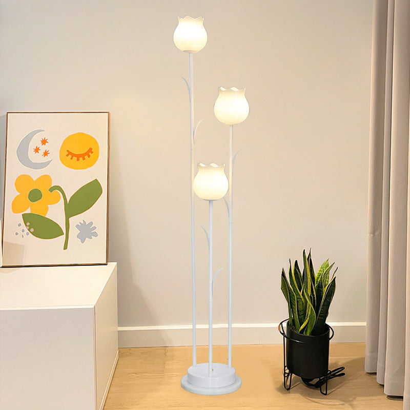 Nordic cylinder flower floor lamps in iron — Matte Black / 220V-240V (UK/AU)
