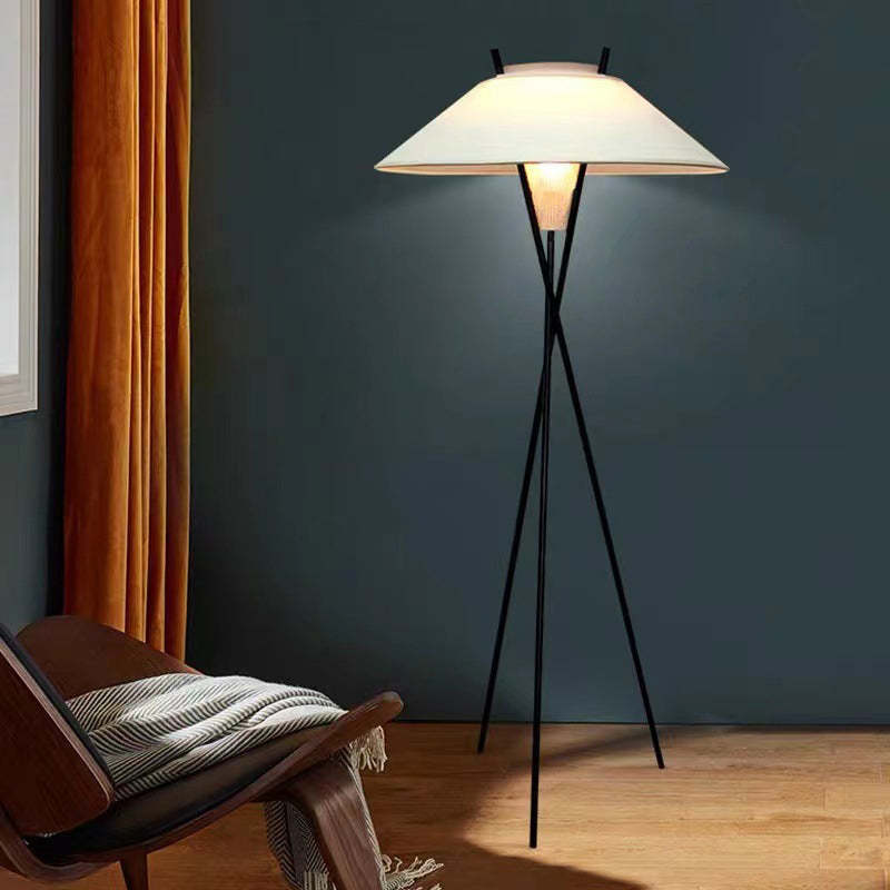 Semi-Tapered Fabric Iron Tripod Floor Lamp