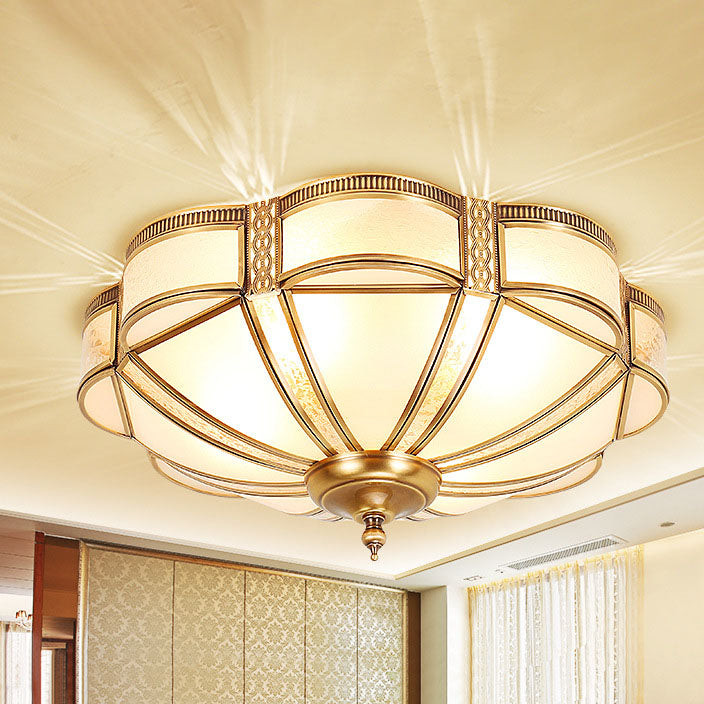 European Floral Copper Glass 3/4/6-Light Flush Mount