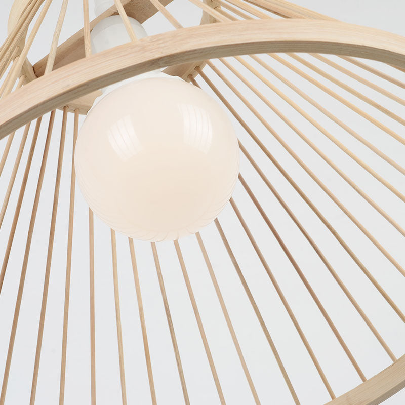 Japanese Zen Bamboo Semi-Conical Pendant Light