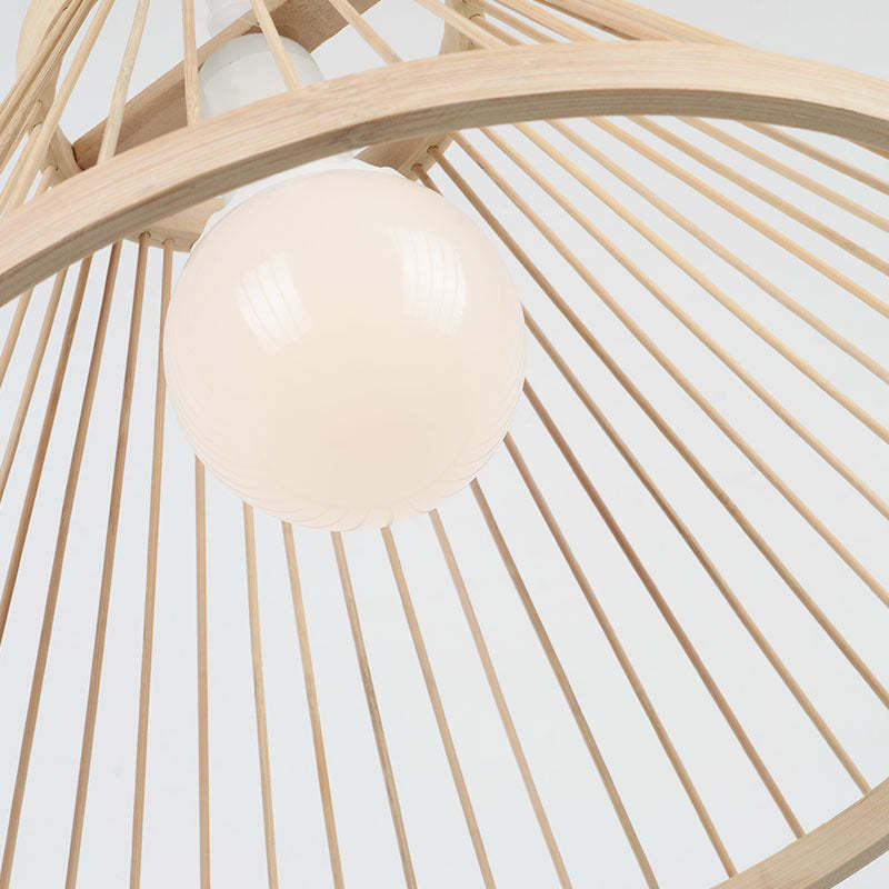 Japanese Zen Bamboo Semi-Conical Pendant Light