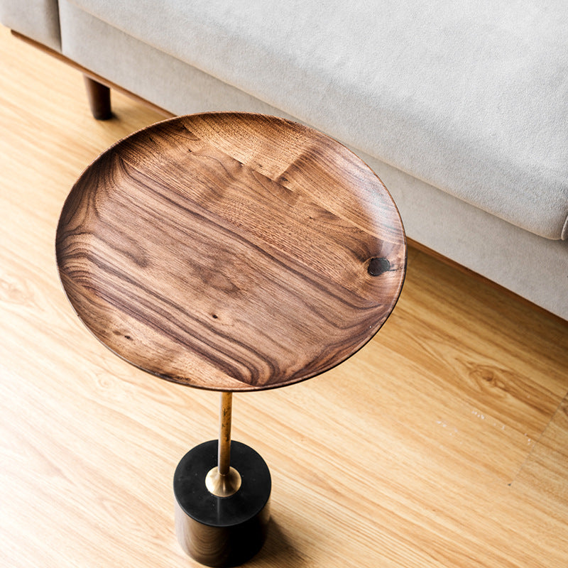 Minimalist Round Wood Metal End Table