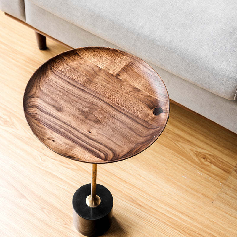 Minimalist Round Wood Metal End Table