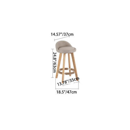 Vintage Round Fabric Wood Swivel Bar Stool — Flag Pattern