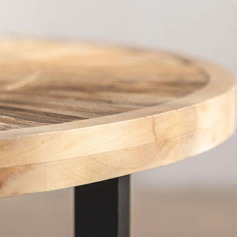 Japanese Round Wood Iron Coffee Table