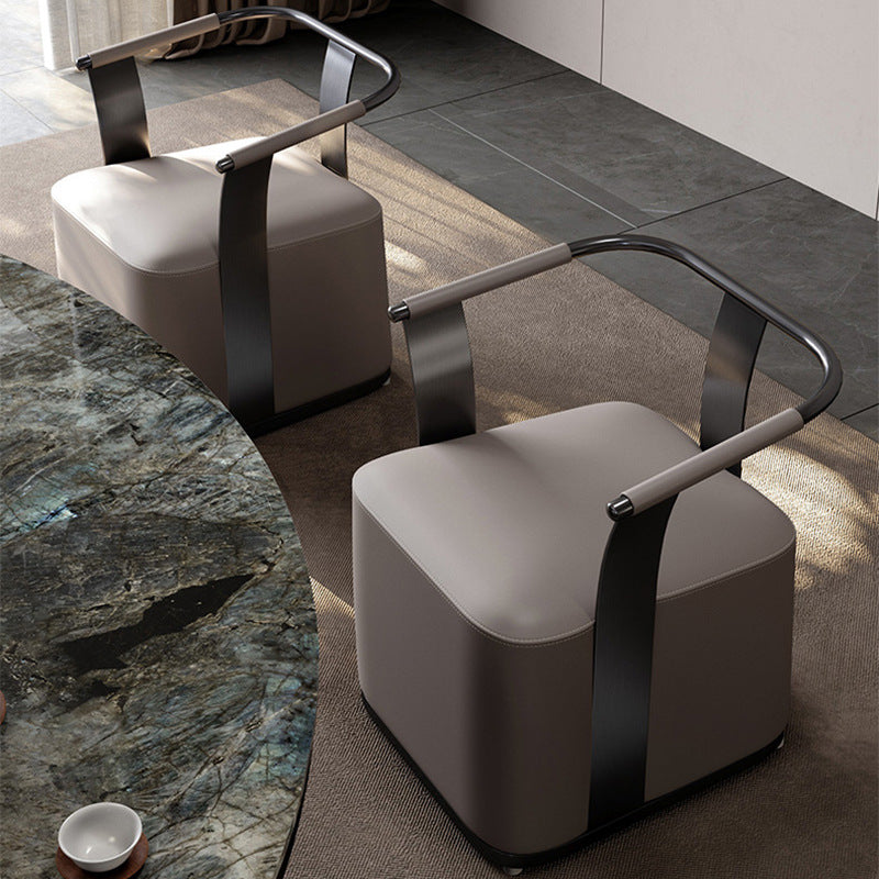 Minimalist Metal Leather Armchair — Gold