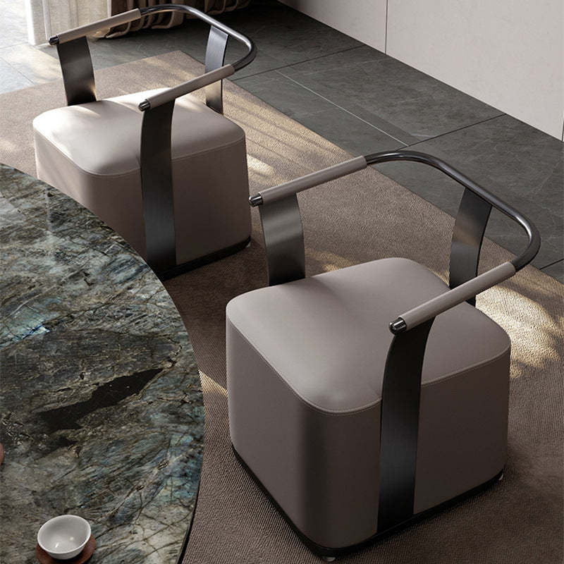 Minimalist Metal Leather Armchair — Gold