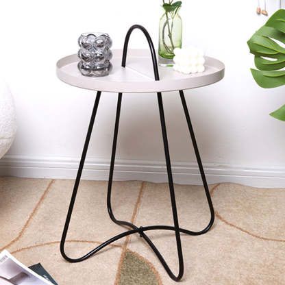 Minimalist Round Metal Coffee Table — White