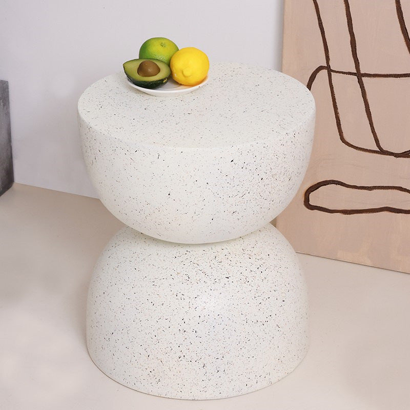 Round oxide wood end & side tables for patio