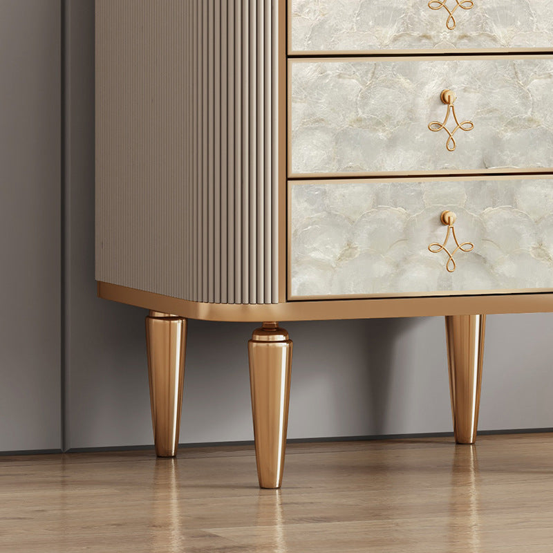 Modern Luxury Rock Slab Wood 3-Drawer Nightstand