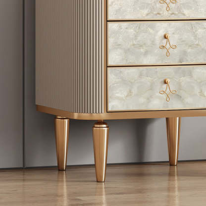Modern Luxury Rock Slab Wood 3-Drawer Nightstand