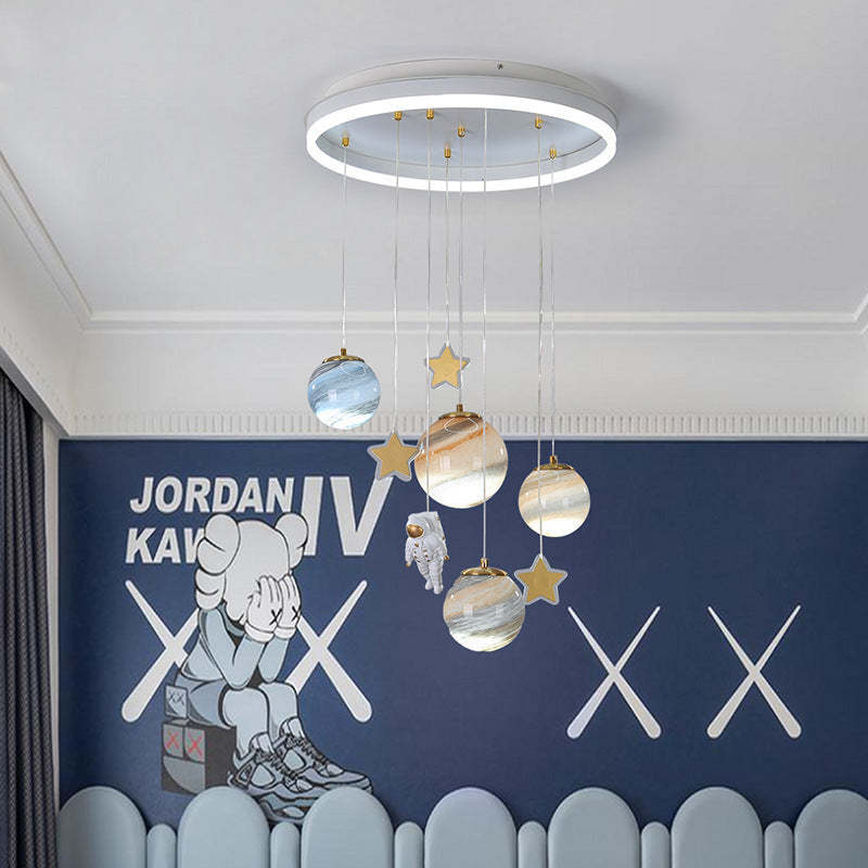 Scandinavian Space Planet Acrylic Glass LED Kids Flush Light