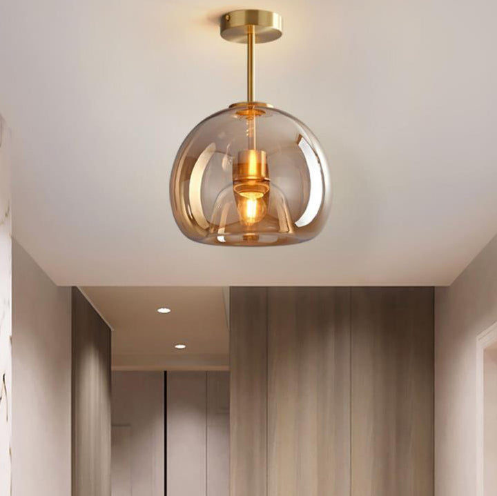 Luxury ball round gray glass semi-flush mount light — Smoke / 220V-240V (UK/AU