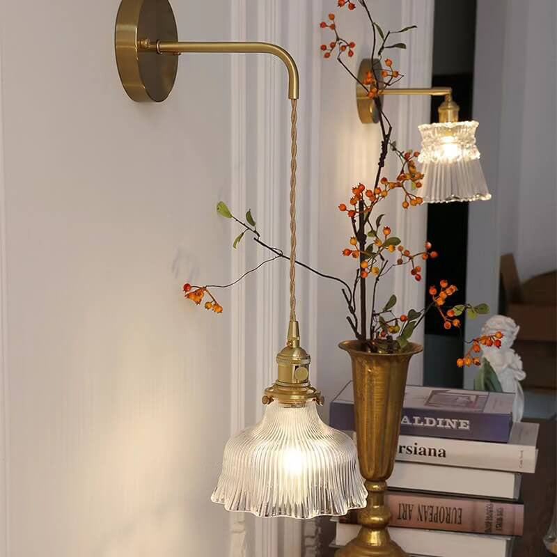 Nordic Minimalist Flower Copper Glass Sconce