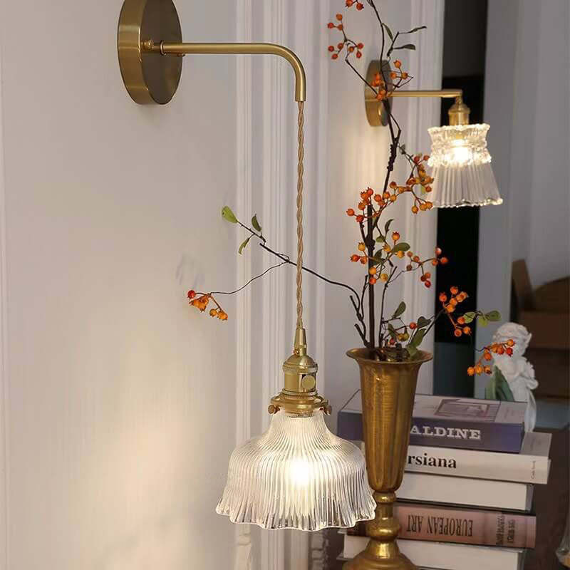 Nordic Minimalist Flower Copper Glass Sconce