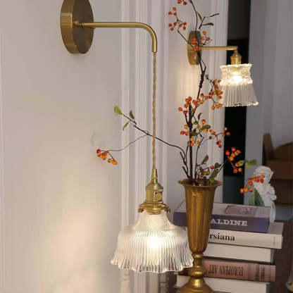 Nordic Minimalist Flower Copper Glass Sconce