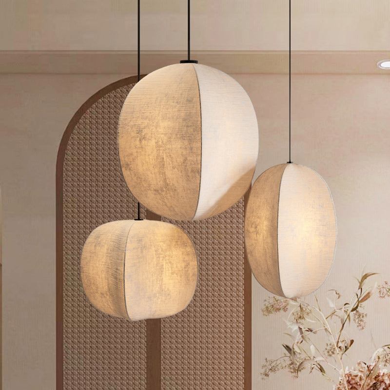 Japanese Zen Silk Lantern Pendant Light