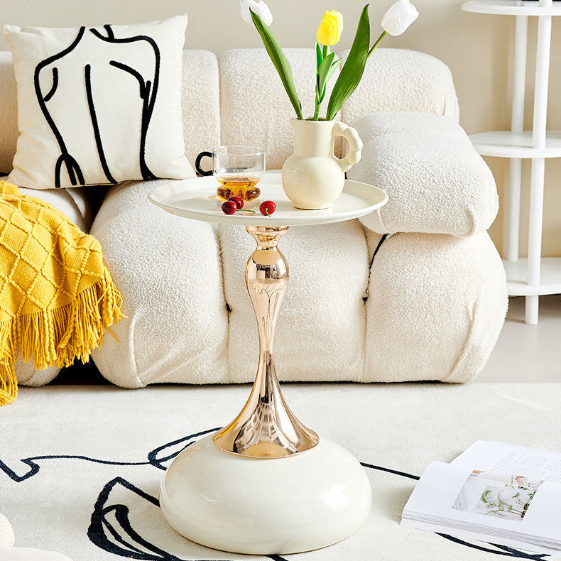 Contemporary Circle Tray Iron End Table