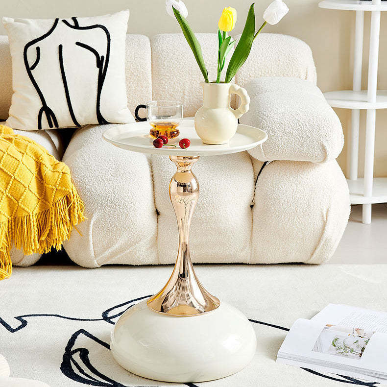 Contemporary Circle Tray Iron End Table