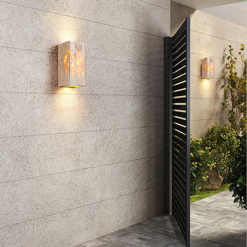 Japanese Waterproof Yellow Travertine LED Sconce