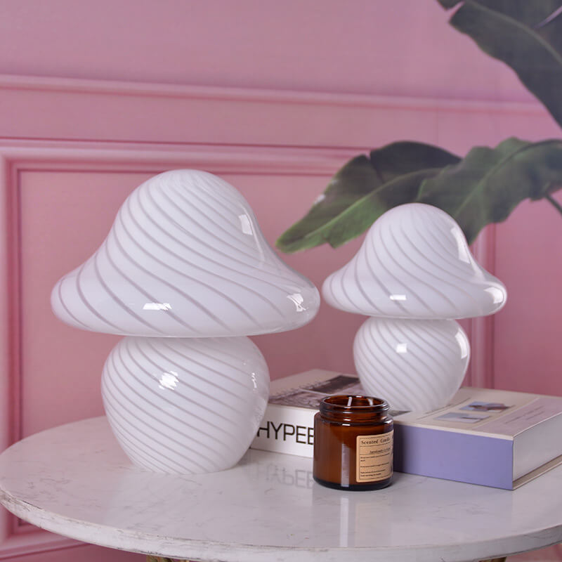 Modern Decorative Mushroom Striped Glass Lamp
