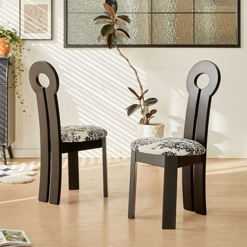 Vintage Round Fabric Wood Dining Chair