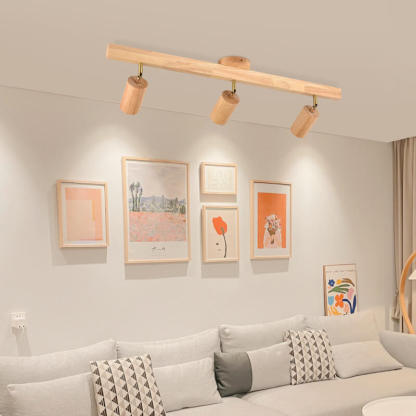 Japanese Wooden Track LED Semi-Flush Ceiling Light