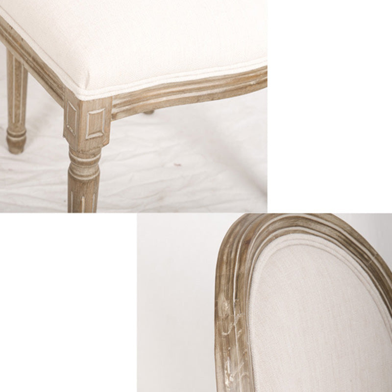 Retro Rubberwood Fabric Elliptical Dining Chair
