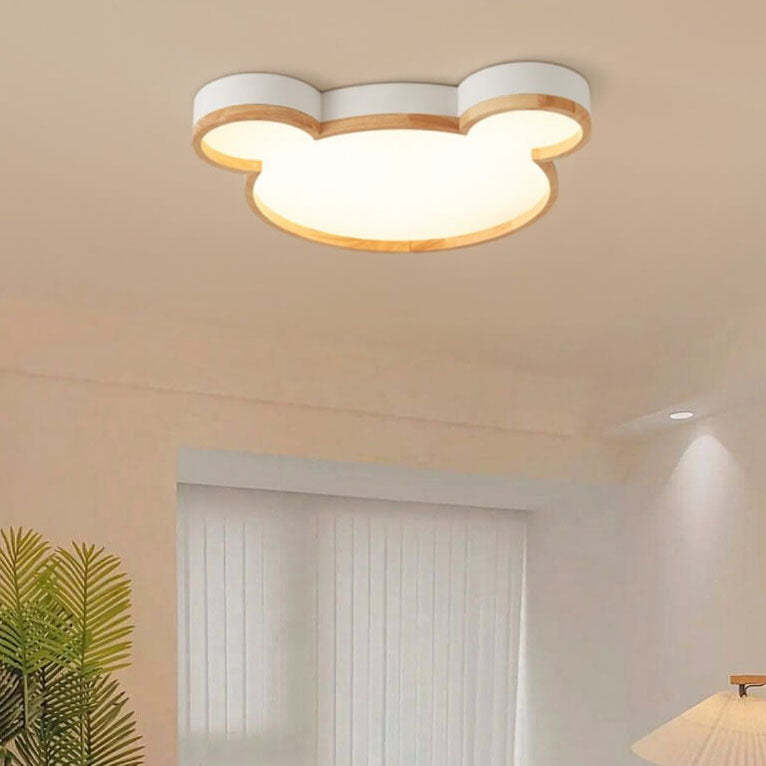 Nordic Wood Bear LED Kids Flush Mount Light