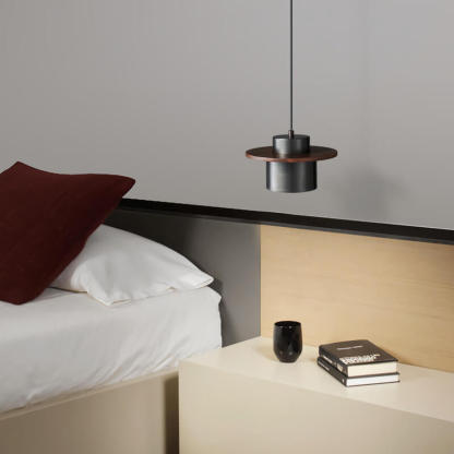 Nordic Luxury Walnut Brass Column Pendant Light