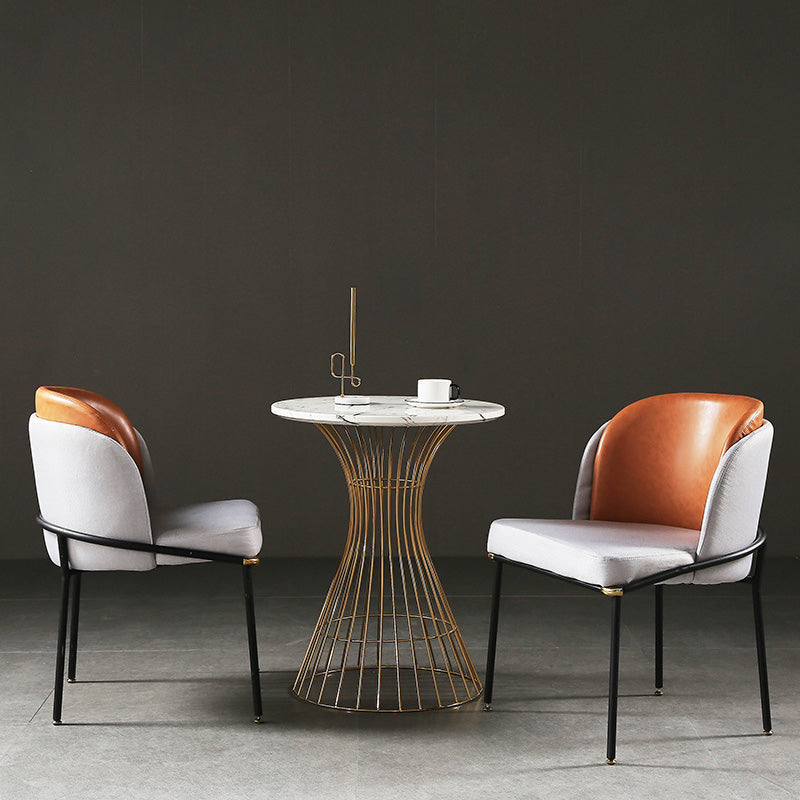 Vintage Leather Metal Dining Chair