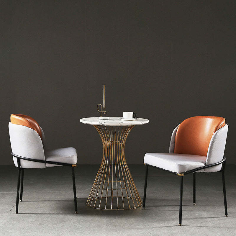 Vintage Leather Metal Dining Chair