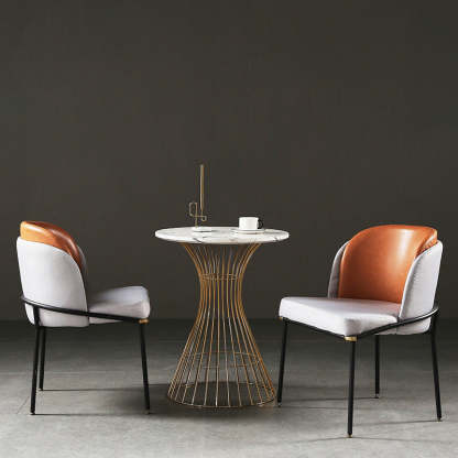 Vintage Leather Metal Dining Chair