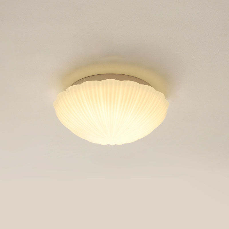 Modern French Cream Shell Glass LED Flush Mount Light