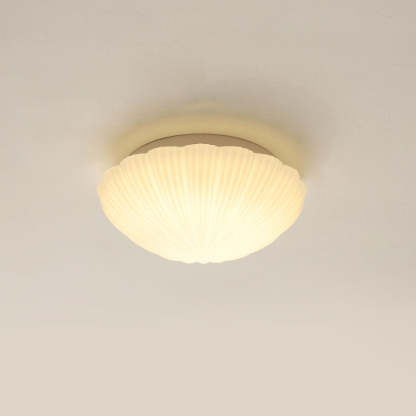 Modern French Cream Shell Glass LED Flush Mount Light