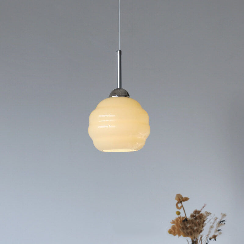 Vintage French Glass Round Tart Pendant