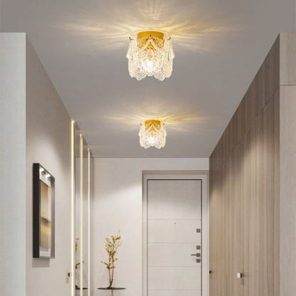 French Palace Glass Pearl Chain Ceiling Light