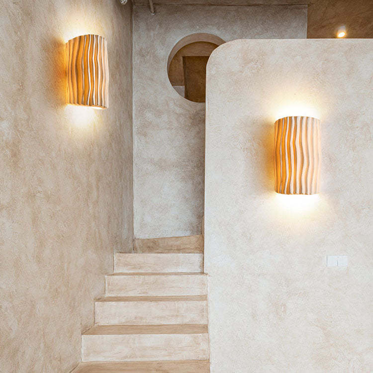 Nordic Resin Striped Half Cylinder Sconce