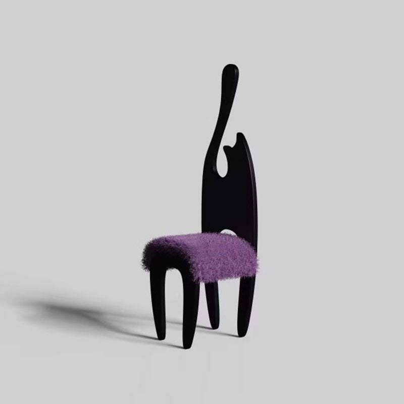 Cat Wood Fabric Chair — Orange
