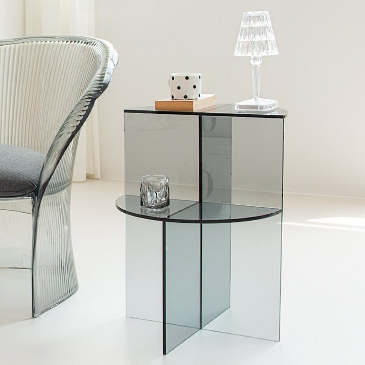 Scandinavian Acrylic Semicircle 2-Tier End Table