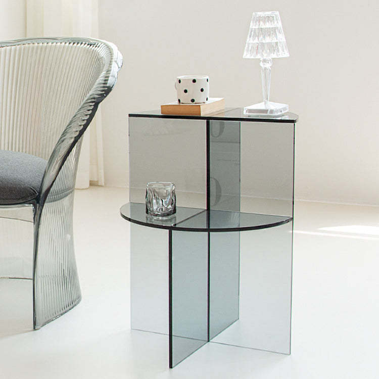 Scandinavian Acrylic Semicircle 2-Tier End Table