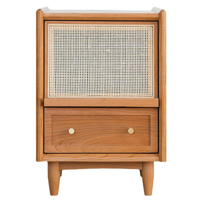 Retro Solid Wood 2-Drawer Nightstand