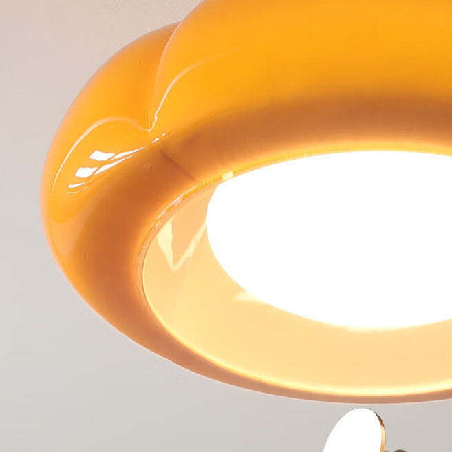 Modern Cream Rubberwood 1-Light Ceiling Light