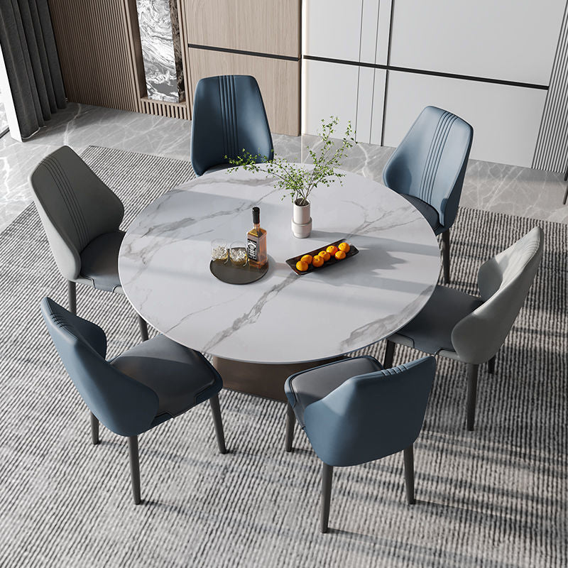 Scandinavian Fabric Steel Dining Chair — Blue